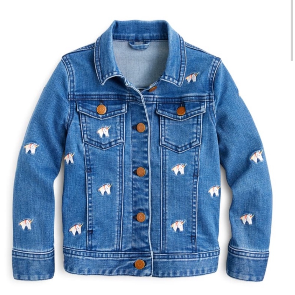 J.Crew girls size 14 unicorn jean jacket